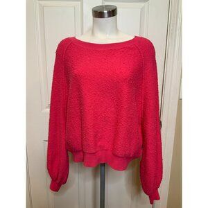 Free People Dark Pink Knubby Fuzzy Sweater, Size Small